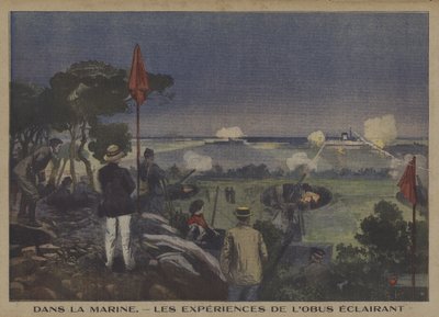 Entrenamiento de la Marina Francesa en el disparo de proyectiles iluminantes de Carrey