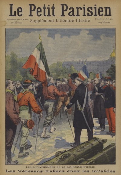 El aniversario de la campaña italiana: veteranos italianos visitando Les Invalides en París de Carrey