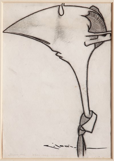 Un hombre con corbata (tinta negra y carboncillo sobre papel) de Casimiro Jodi