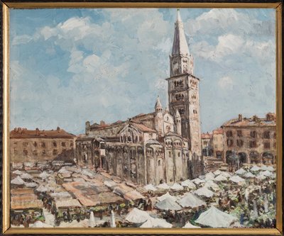 Piazza Grande de Módena (óleo sobre tabla) de Casimiro Jodi