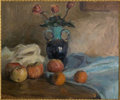Naturaleza muerta hacia 1920 (óleo sobre lienzo pegado a un cartón) de Casimiro Jodi