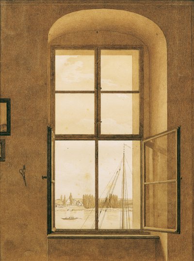 Vista desde el estudio del artista (ventana derecha) de Caspar David Friedrich