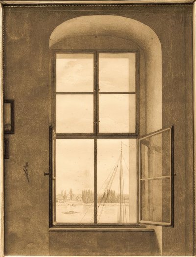 Vista desde el estudio del artista (ventana derecha) de Caspar David Friedrich