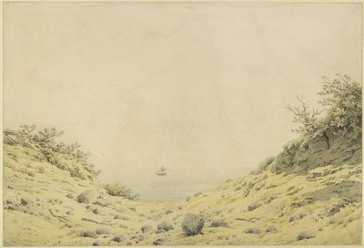 Vista del mar a través de las dunas de Caspar David Friedrich