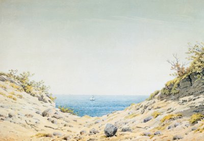 Vista a través de una depresión costera hacia el mar de Caspar David Friedrich