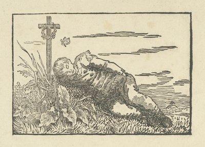 Niño Dormido en una Tumba de Caspar David Friedrich
