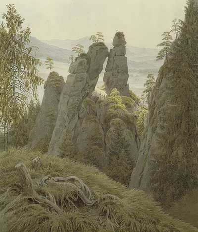 La puerta en Neurathen. Hacia 1837-40 de Caspar David Friedrich