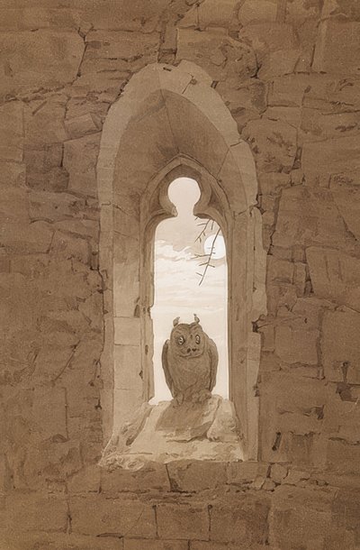 El búho en la ventana gótica, c1836 de Caspar David Friedrich