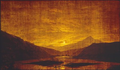 Paisaje fluvial de noche de Caspar David Friedrich