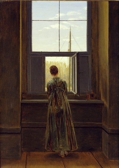 Mujer en la ventana de Caspar David Friedrich