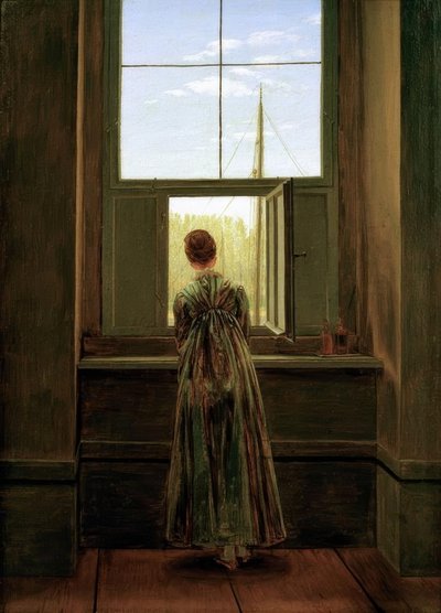 Mujer en la ventana de Caspar David Friedrich