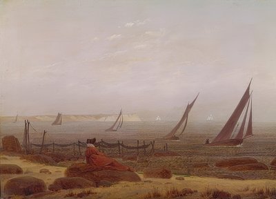 Mujer junto al mar. Alrededor de 1818 de Caspar David Friedrich