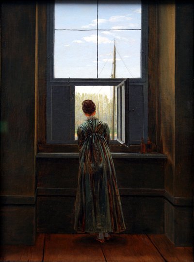 Alemán: Frau am Fenster Woman at a Window de Caspar David Friedrich