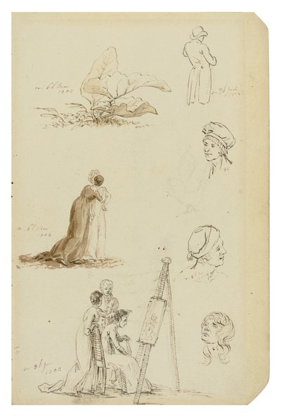 Alemán: Estudio de cabezas, figuras y follaje de Caspar David Friedrich
