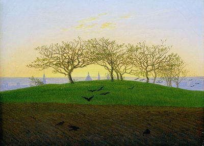 Colinas y Campos Arados cerca de Dresde de Caspar David Friedrich