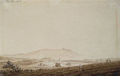 Paisaje en Bohemia con vista del Monte Jeschken, 1803 de Caspar David Friedrich