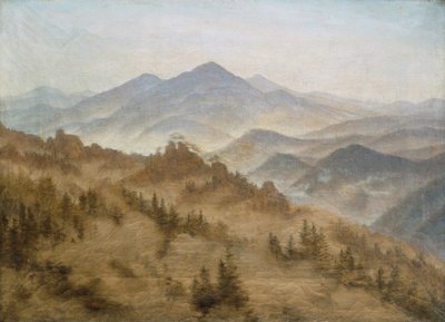 Paisaje con el Rosenberg en las Montañas Bohemias de Caspar David Friedrich