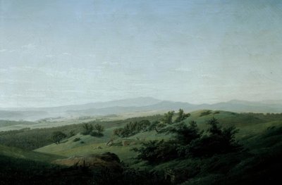 Paisaje con lago de Caspar David Friedrich