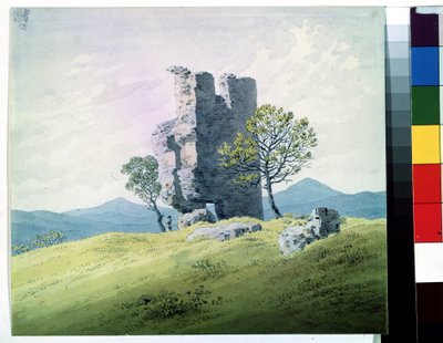 ""Las ruinas del castillo de Teplice en la República Checa"" (El castillo en Teplitz) Acuarela de Caspar David Friedrich (1774-1840) Museo Pushkin del siglo XIX, Moscú de Caspar David Friedrich
