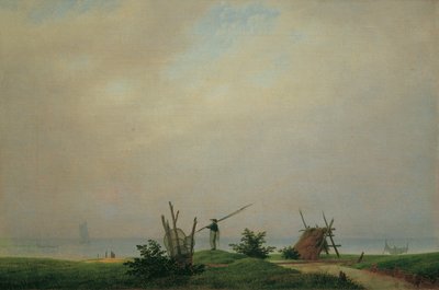 Playa de mar con pescadores de Caspar David Friedrich