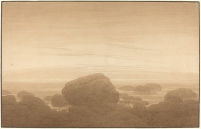 Salida de la luna en una orilla vacía de Caspar David Friedrich