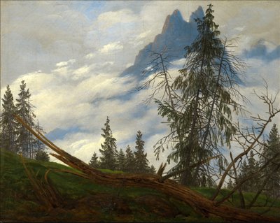 Pico de Montaña con Nubes Flotantes de Caspar David Friedrich