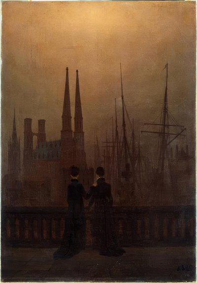 Puerto nocturno de Caspar David Friedrich
