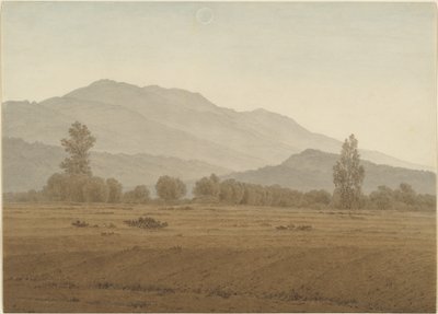 Luna nueva sobre las montañas Riesengebirge de Caspar David Friedrich
