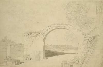 Paisaje Fluvial con un Arco (inacabado) de Caspar David Friedrich