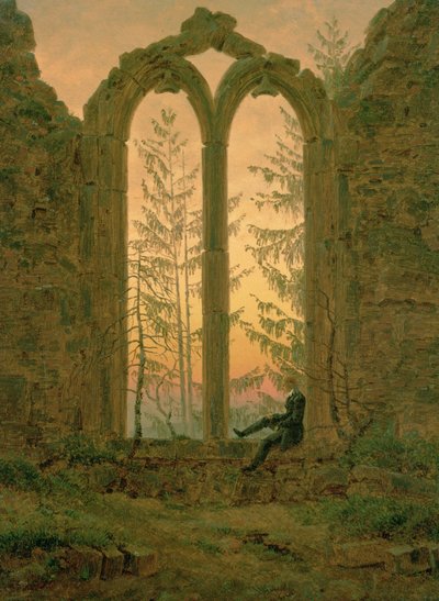 Ruinas del Monasterio de Oybin (El soñador) 1835-40 de Caspar David Friedrich