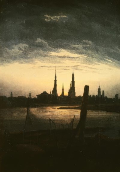 Ciudad al amanecer de Caspar David Friedrich
