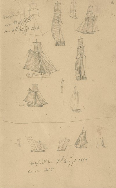 Estudios de veleros de Caspar David Friedrich