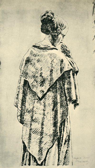 Estudio de una mujer de espaldas de Caspar David Friedrich