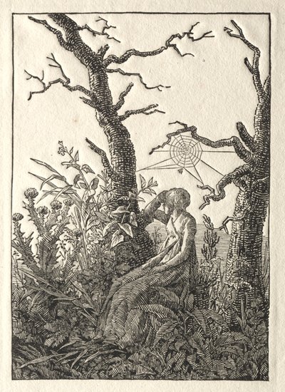 The Woman with the Spider Web between Bare Trees de Caspar David Friedrich