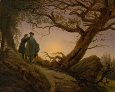 Dos hombres contemplando la luna, c.1825-30 de Caspar David Friedrich