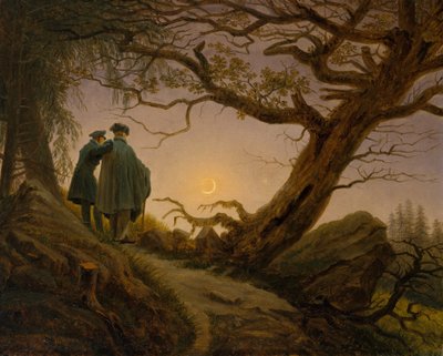 Dos hombres contemplando la luna, ca. 1825-30 de Caspar David Friedrich
