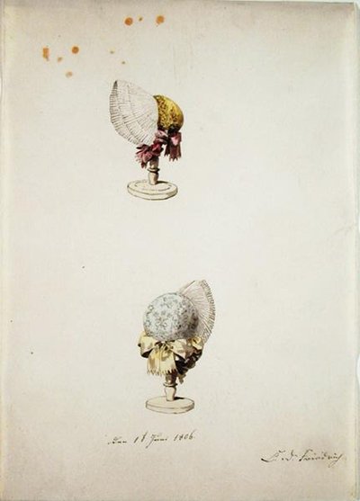 Dos Sombreros de Mujer en Soportes, 1 de junio de 1806 de Caspar David Friedrich
