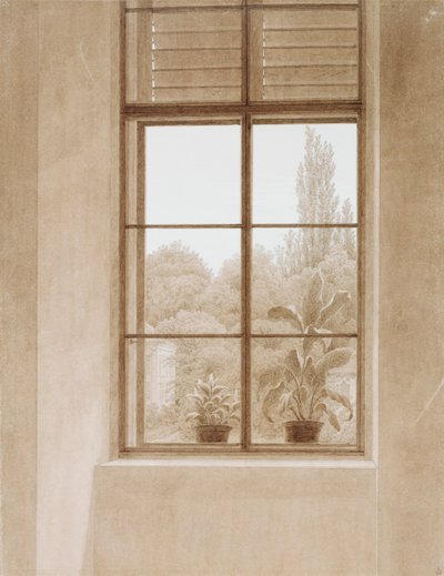 Ventana con vista al parque, 1810-1811 de Caspar David Friedrich
