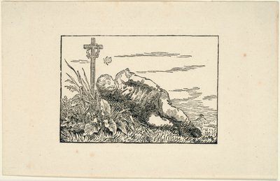 Joven acostado en una tumba de Caspar David Friedrich