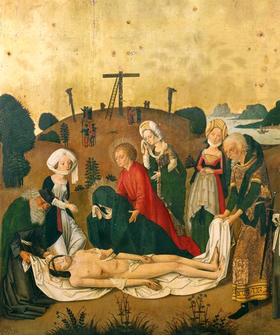 Deposición de Cristo, detalle del retablo para el altar mayor de la iglesia de San Martín en Colmar, hacia 1462-1465, de Caspar Isenmann (hacia 1430-1484) de Caspar Isenmann