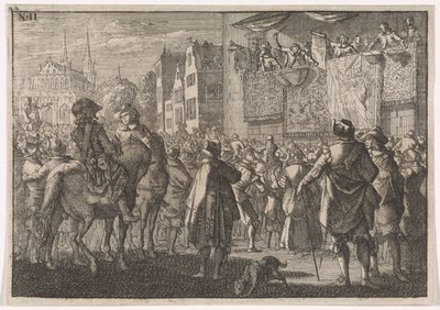 Proclamación de la Paz de Osnabrück en una ciudad, 1648 de Caspar Luyken (attributed to)