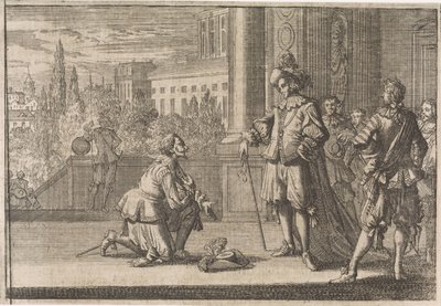 Carlos IV, duque de Lorena arrodillado ante Luis XIII, 1641 de Caspar Luyken (attributed to)