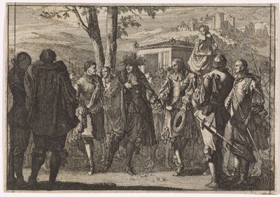 El rey Carlos I de Inglaterra es capturado por los soldados ingleses, 1647 de Caspar Luyken (attributed to)