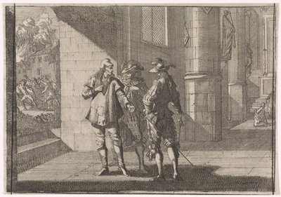 Masaniello habla con dos nobles en una iglesia, 1647 de Caspar Luyken (attributed to)