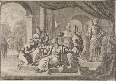 Mustafa, sobrino del sultán Murat IV, es estrangulado por orden suya, 1639 de Caspar Luyken (attributed to)