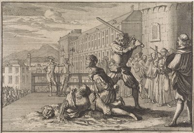 Decapitación del marqués de Cinq-Mars y François De Thou, 1642 de Caspar Luyken (attributed to)