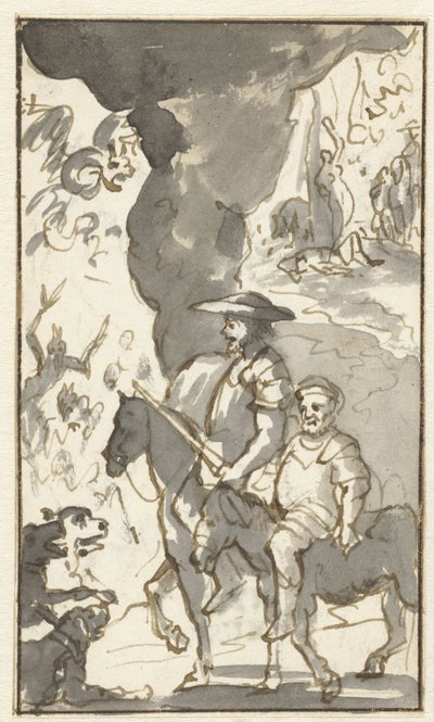 Don Quijote y Sancho Panza pasan por una fragua
Diseños para el quinto volumen de la Histoire de l