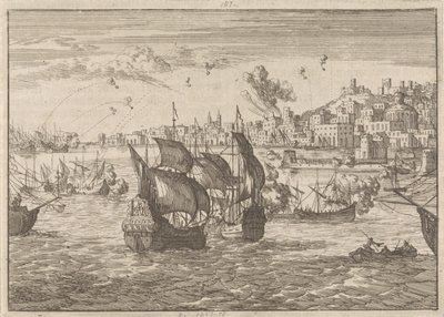 Génova bombardeada por la flota francesa, 1684 de Caspar Luyken