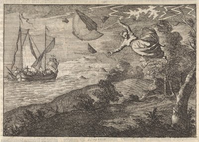 Fuerte viento en la costa de Malmö, 1679 de Caspar Luyken