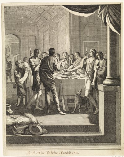 Los israelitas comen cordero de Caspar Luyken
